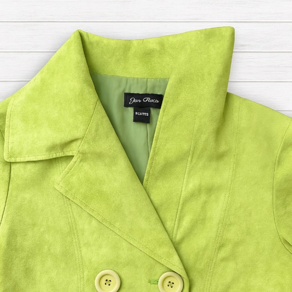 Gee Gee Sport Lime Green Faux Suede Blazer Jacket Womenโs Size S/P - Picture 5 of 13
